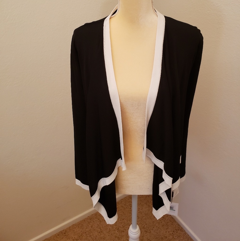 NWT CK Lightweight Black Jacket with Eggshell Trim